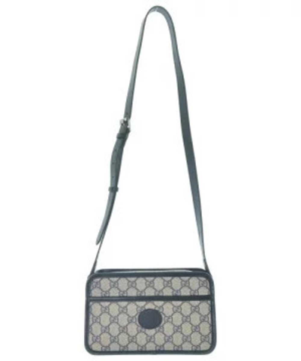 Gucci GG Canvas Envelope Shoulder Bag Navy Blue Beige Tan